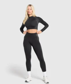 DAMES Gymshark Croptops*Caged Seamless Long Sleeve Crop Top