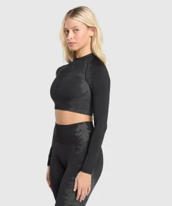 DAMES Gymshark Croptops*Caged Seamless Long Sleeve Crop Top