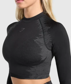 DAMES Gymshark Croptops*Caged Seamless Long Sleeve Crop Top