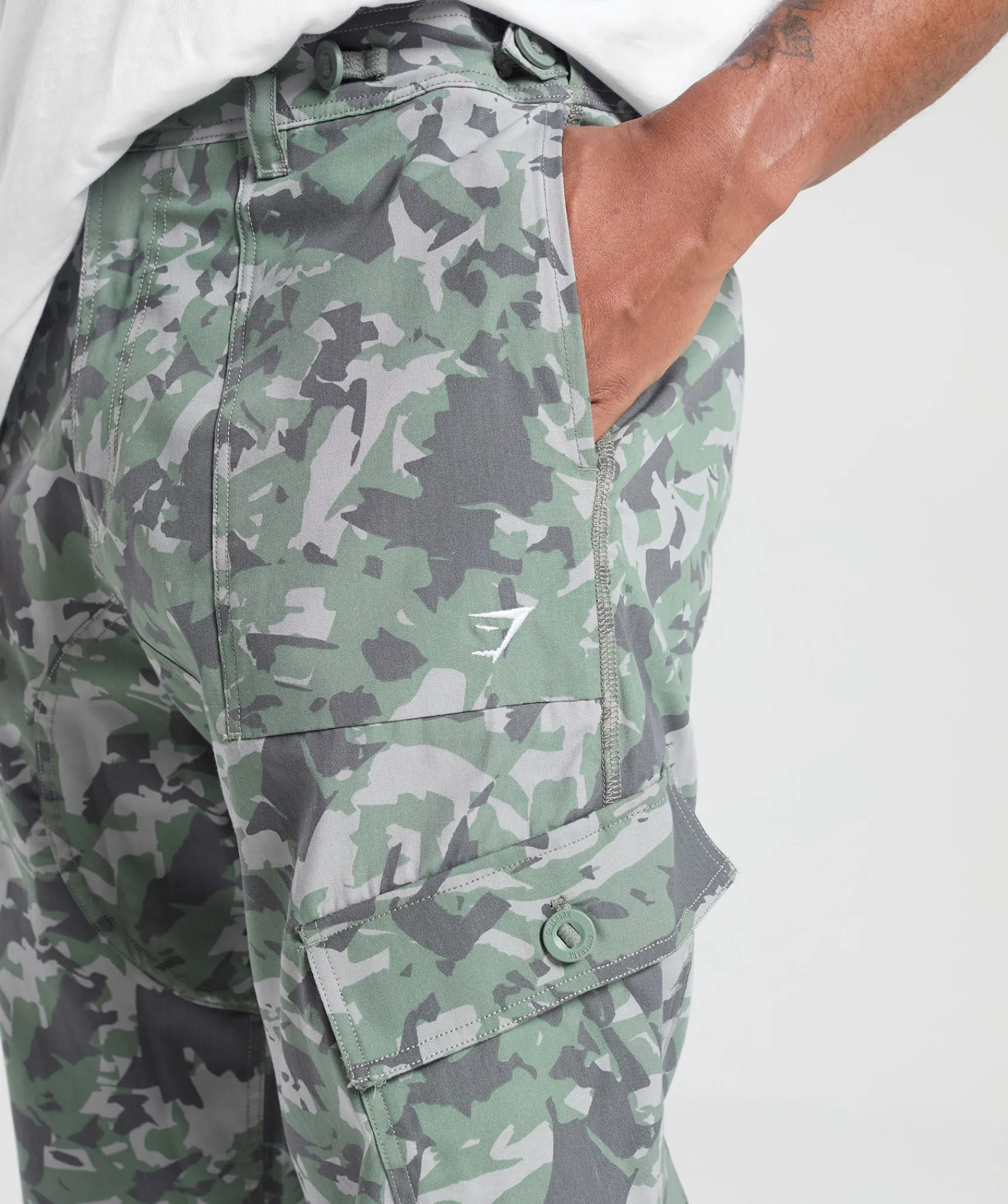 Heren Gymshark Joggingbroeken|Cargobroeken*Camo Print Woven Cargo Pants