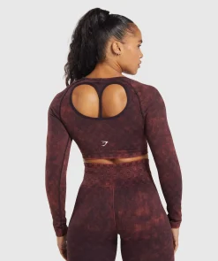 DAMES Gymshark Croptops|T-shirts*Check Seamless Washed Long Sleeve Top