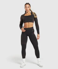 DAMES Gymshark Croptops|T-shirts*Check Seamless Washed Long Sleeve Top