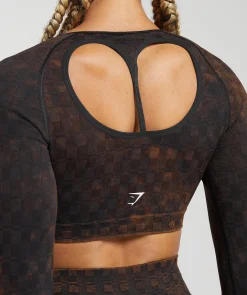 DAMES Gymshark Croptops|T-shirts*Check Seamless Washed Long Sleeve Top