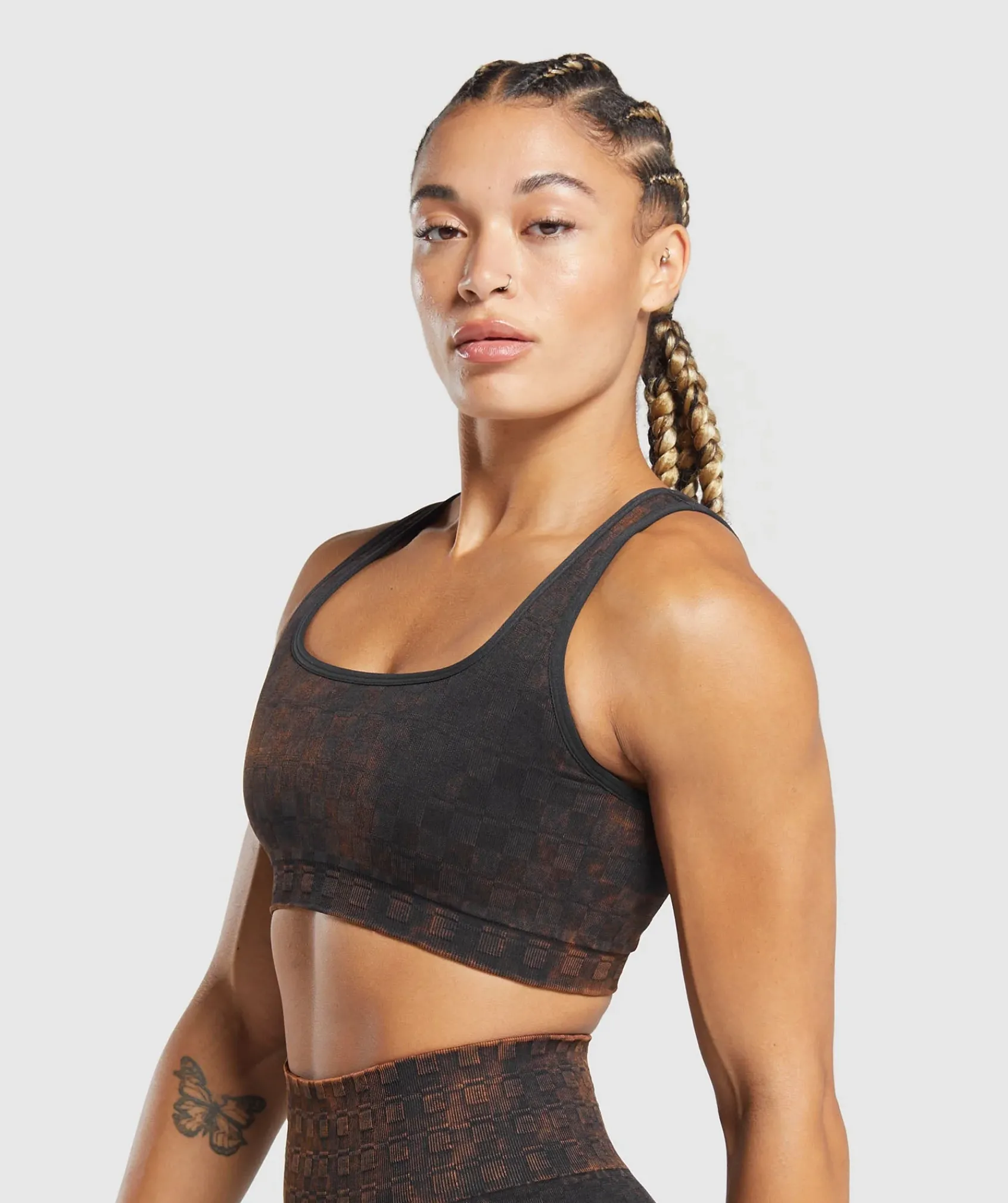 DAMES Gymshark Sport-bh's*Check Seamless Washed Sports Bra