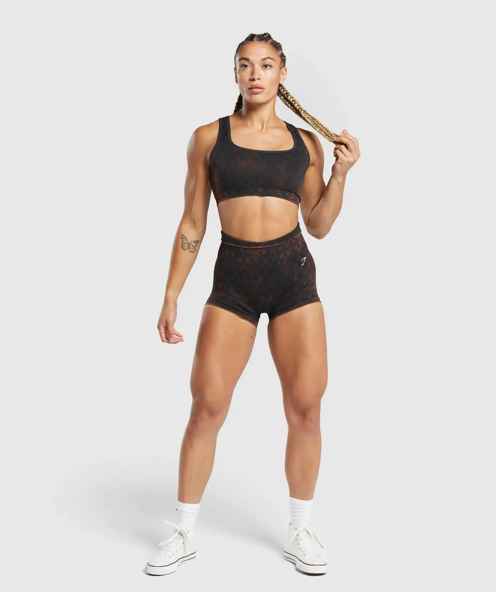 DAMES Gymshark Sport-bh's*Check Seamless Washed Sports Bra