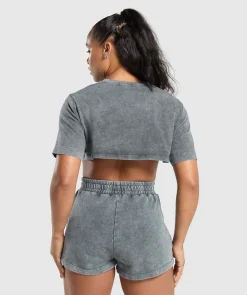 DAMES Gymshark Croptops|T-shirts*Collegiate Shadow Washed Crop Top