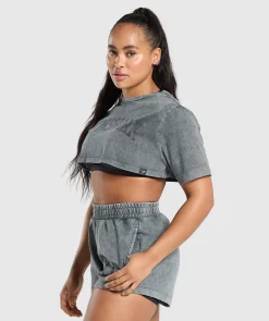 DAMES Gymshark Croptops|T-shirts*Collegiate Shadow Washed Crop Top
