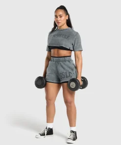 DAMES Gymshark Croptops|T-shirts*Collegiate Shadow Washed Crop Top