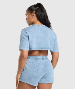 DAMES Gymshark Croptops|T-shirts*Collegiate Shadow Washed Crop Top