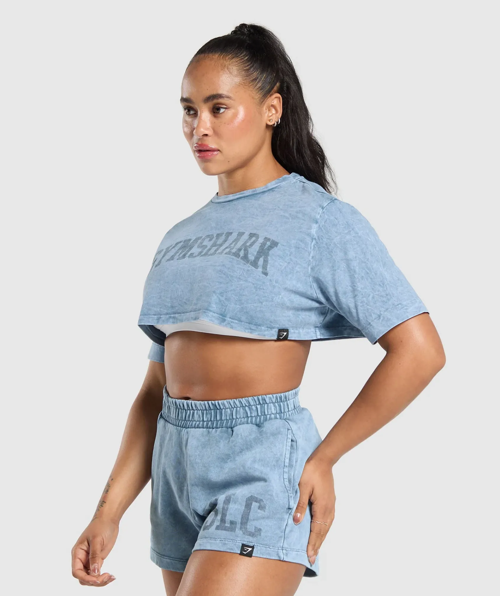 DAMES Gymshark Croptops|T-shirts*Collegiate Shadow Washed Crop Top