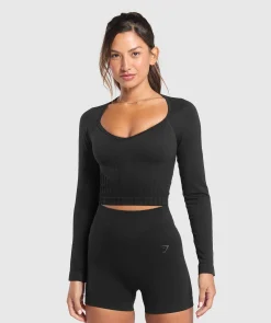 DAMES Gymshark T-shirts*Corset Seamless Long Sleeve Top