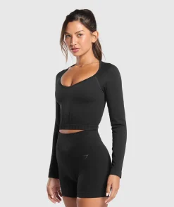 DAMES Gymshark T-shirts*Corset Seamless Long Sleeve Top