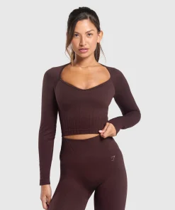DAMES Gymshark T-shirts*Corset Seamless Long Sleeve Top