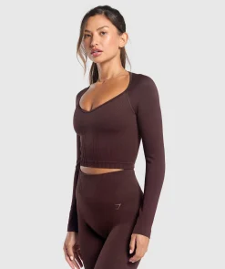 DAMES Gymshark T-shirts*Corset Seamless Long Sleeve Top