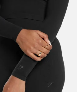 DAMES Gymshark Croptops|T-shirts*Cotton Seamless Long Sleeve Midi Top