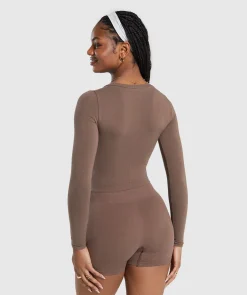DAMES Gymshark Croptops|T-shirts*Cotton Seamless Long Sleeve Midi Top