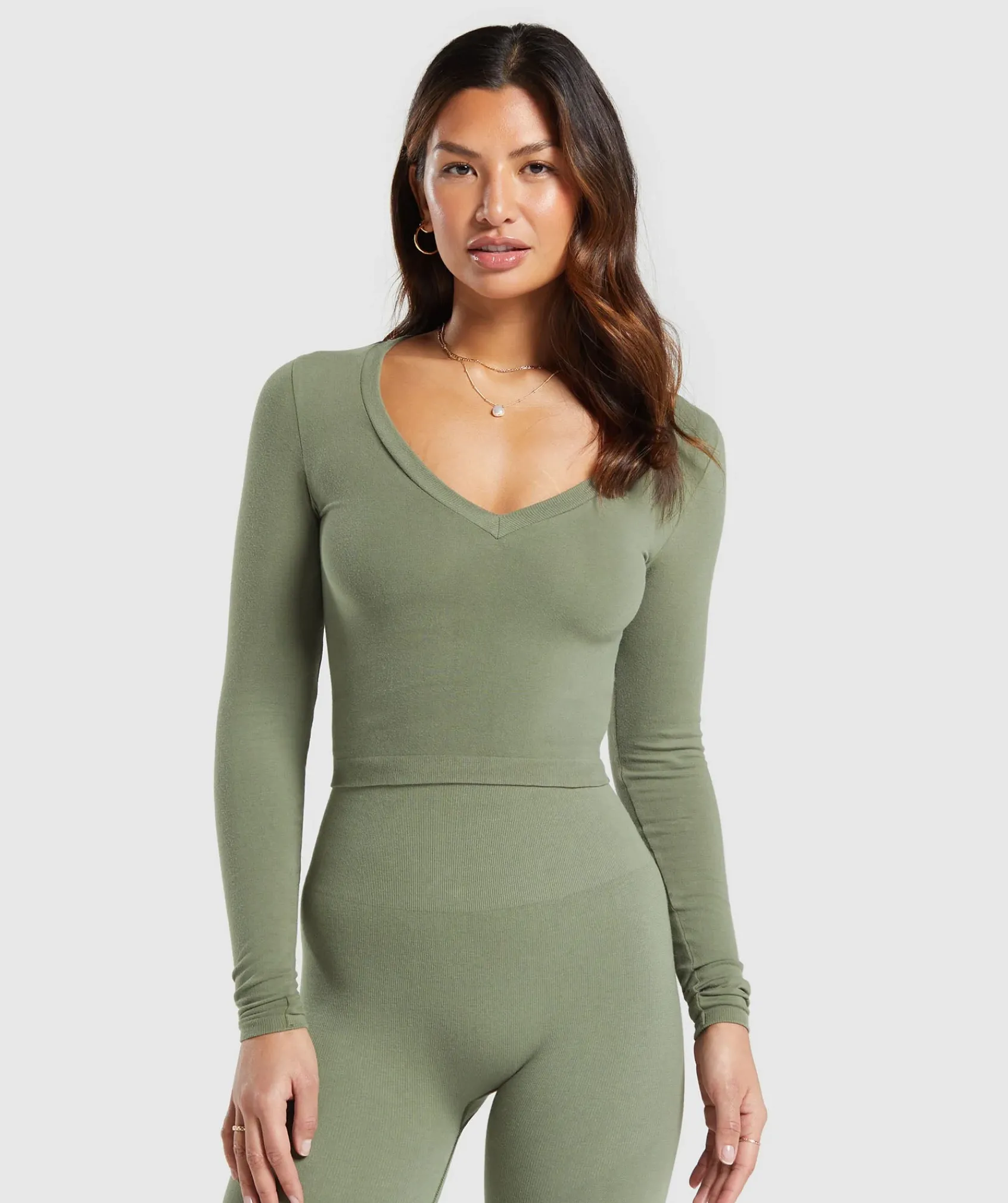 DAMES Gymshark Croptops|T-shirts*Cotton Seamless Long Sleeve Midi Top