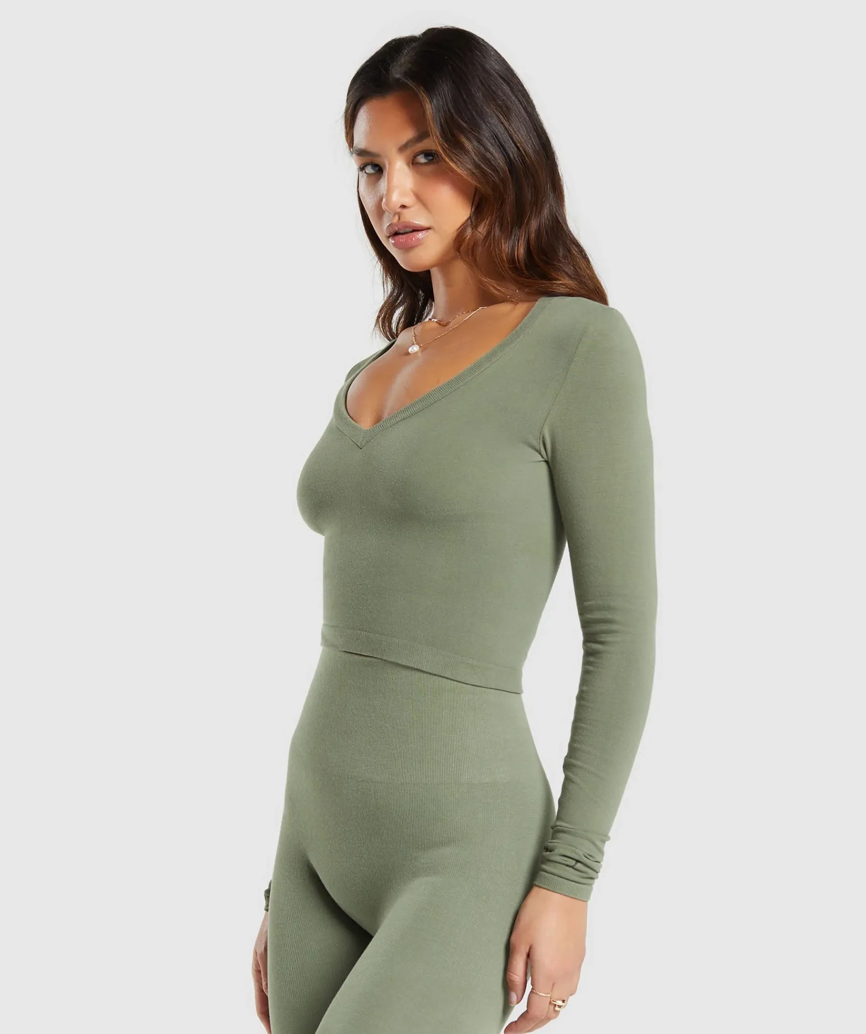 DAMES Gymshark Croptops|T-shirts*Cotton Seamless Long Sleeve Midi Top