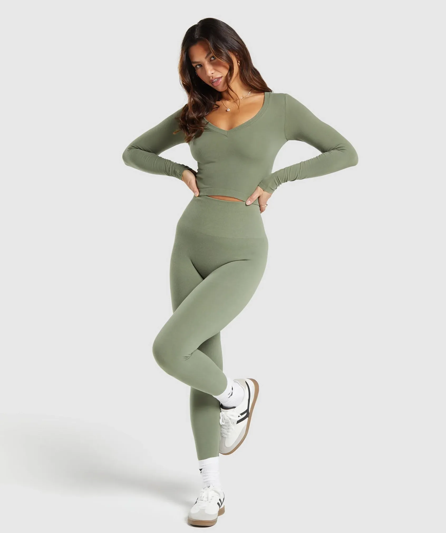 DAMES Gymshark Croptops|T-shirts*Cotton Seamless Long Sleeve Midi Top