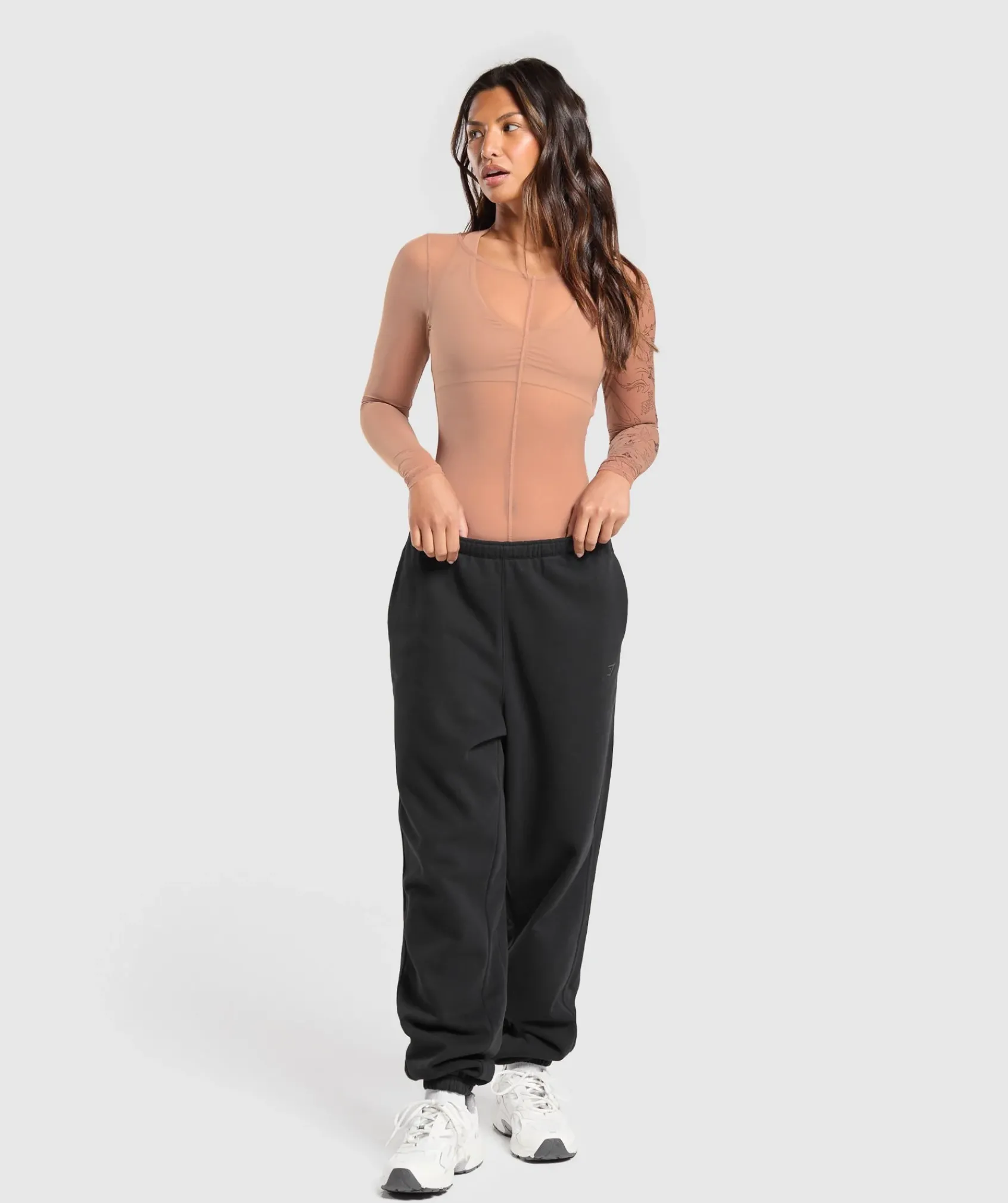 DAMES Gymshark Sportjumpsuit*Elevate Tattoo Graphic Mesh Bodysuit