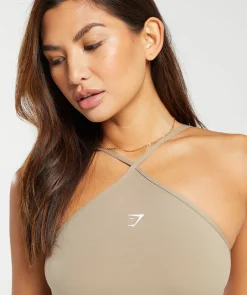 DAMES Gymshark Croptops|Tanktops*Everyday Halter Neck Ribbon Tank