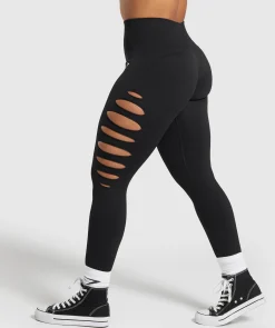 DAMES Gymshark Leggings|Zwarte Leggings*Gains Seamless Ripped Leggings