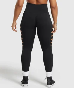 DAMES Gymshark Leggings|Zwarte Leggings*Gains Seamless Ripped Leggings