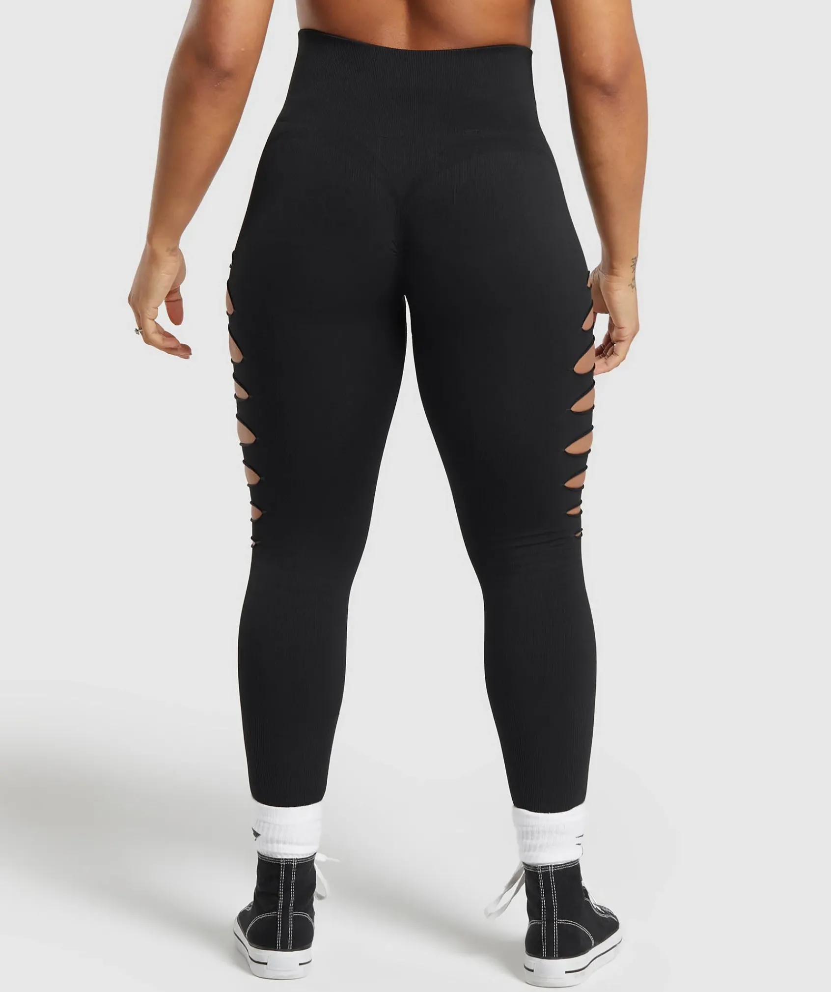 DAMES Gymshark Leggings|Zwarte Leggings*Gains Seamless Ripped Leggings