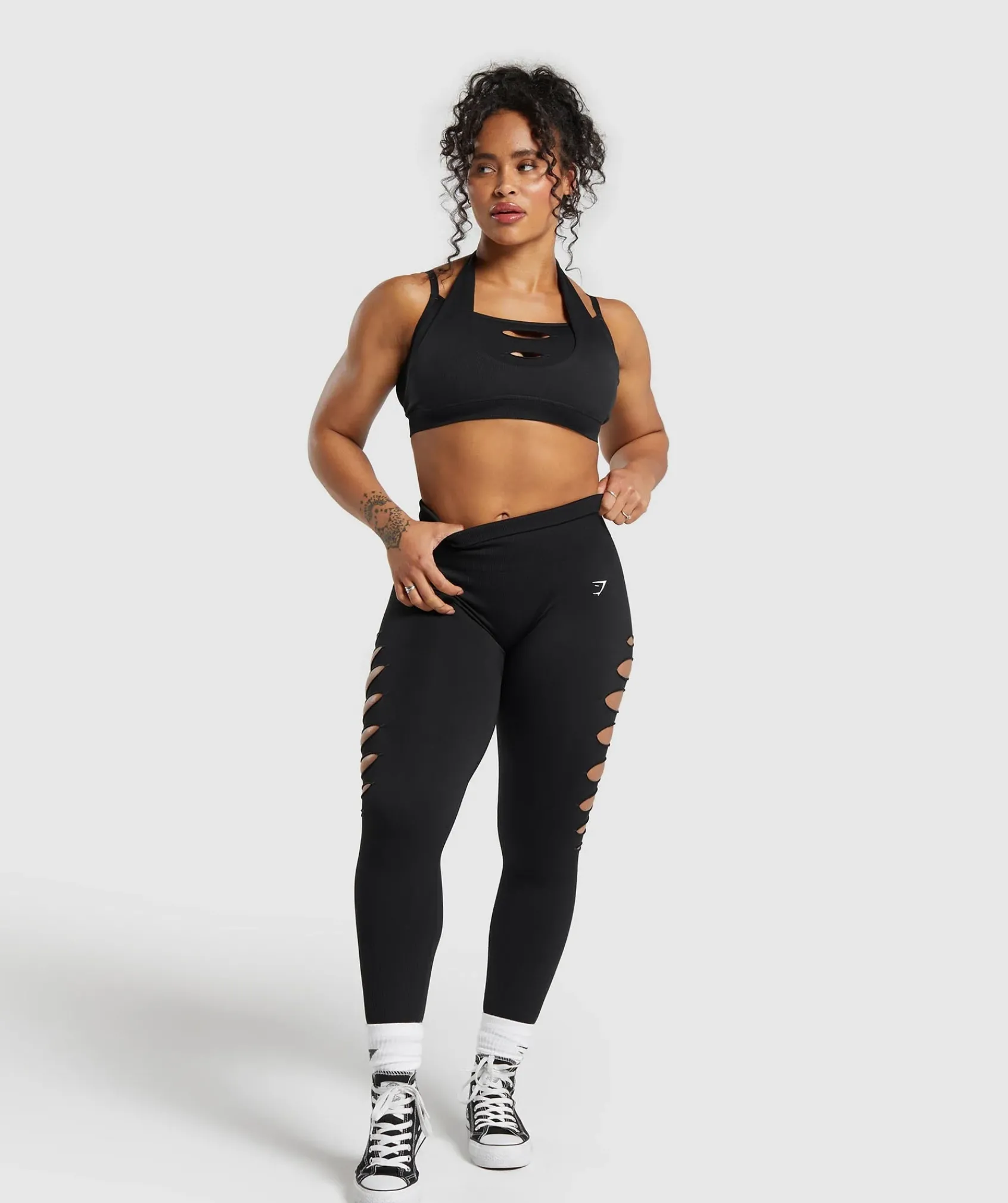 DAMES Gymshark Leggings|Zwarte Leggings*Gains Seamless Ripped Leggings