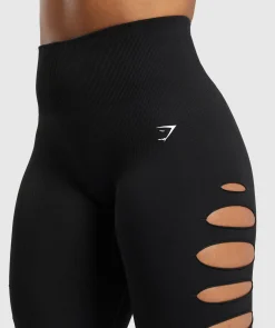 DAMES Gymshark Leggings|Zwarte Leggings*Gains Seamless Ripped Leggings