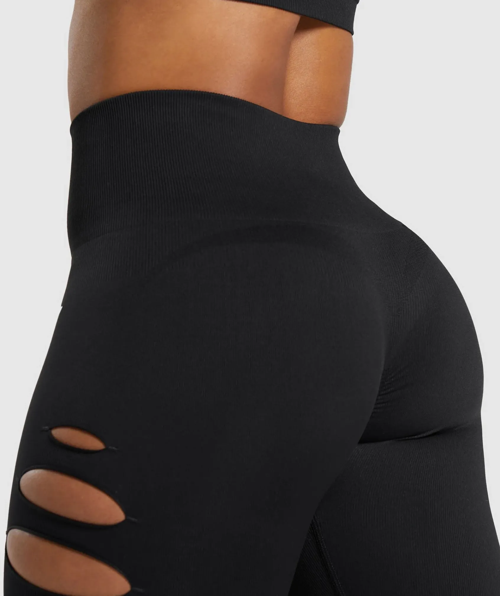 DAMES Gymshark Leggings|Zwarte Leggings*Gains Seamless Ripped Leggings