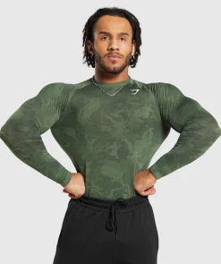 Heren Gymshark T-shirts*Geo Seamless Long Sleeve T-Shirt