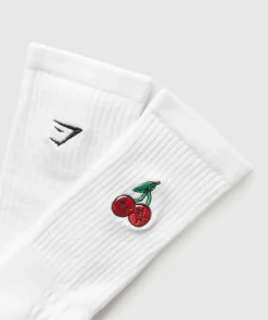 Gymshark Sokken Met Print|Sportsokken*Graphic Cherries Crew Sock Single