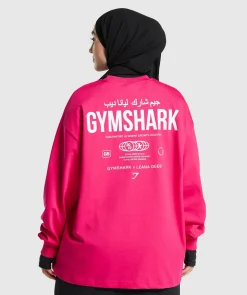 DAMES Gymshark Bedekkende Sportkleding|T-shirts*GS X Leana Deeb Graphic Oversized Long Sleeve Top