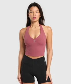 DAMES Gymshark T-shirts*Halter Neck Cami with Shelf