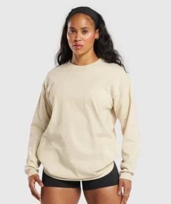 DAMES Gymshark Bedekkende Sportkleding|T-shirts*Heavyweight Cotton Long Sleeve Top