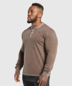 Heren Gymshark T-shirts*Heavyweight Woven Collar Henley