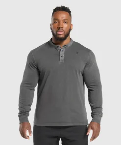 Heren Gymshark T-shirts*Heavyweight Woven Collar Henley