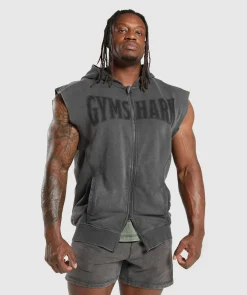 Heren Gymshark Sportjacks|Hoodies & Truien*Heritage Washed Sleeveless Zip Hoodie