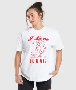 DAMES Gymshark T-shirts*I Love Squats Graphic Oversized Tee