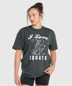 DAMES Gymshark T-shirts*I Love Squats Graphic Oversized Tee