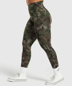 DAMES Gymshark Leggings|Scrunch Bum Leggings*Legacy Printed Regular Leggings