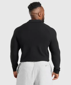 Heren Gymshark T-shirts*Long Sleeve Waffle Polo Shirt