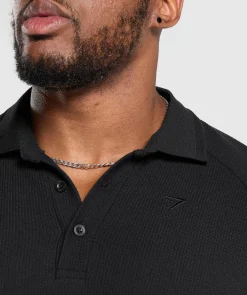 Heren Gymshark T-shirts*Long Sleeve Waffle Polo Shirt