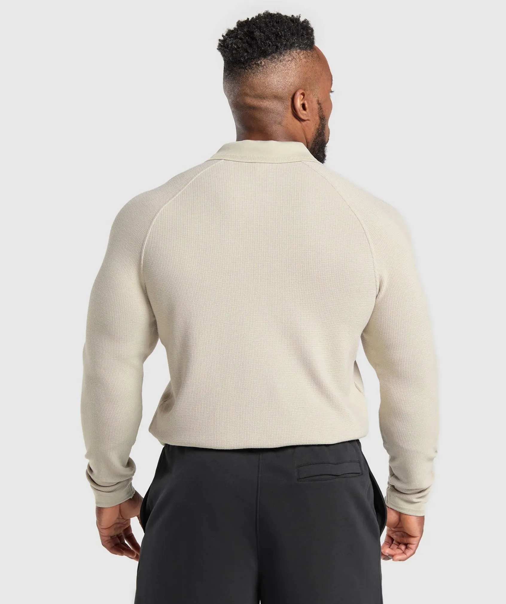 Heren Gymshark T-shirts*Long Sleeve Waffle Polo Shirt