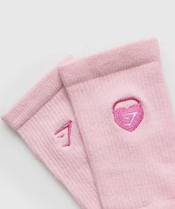 Gymshark Sokken Met Print*Love Heart Cutie Graphic Crew Sock Single