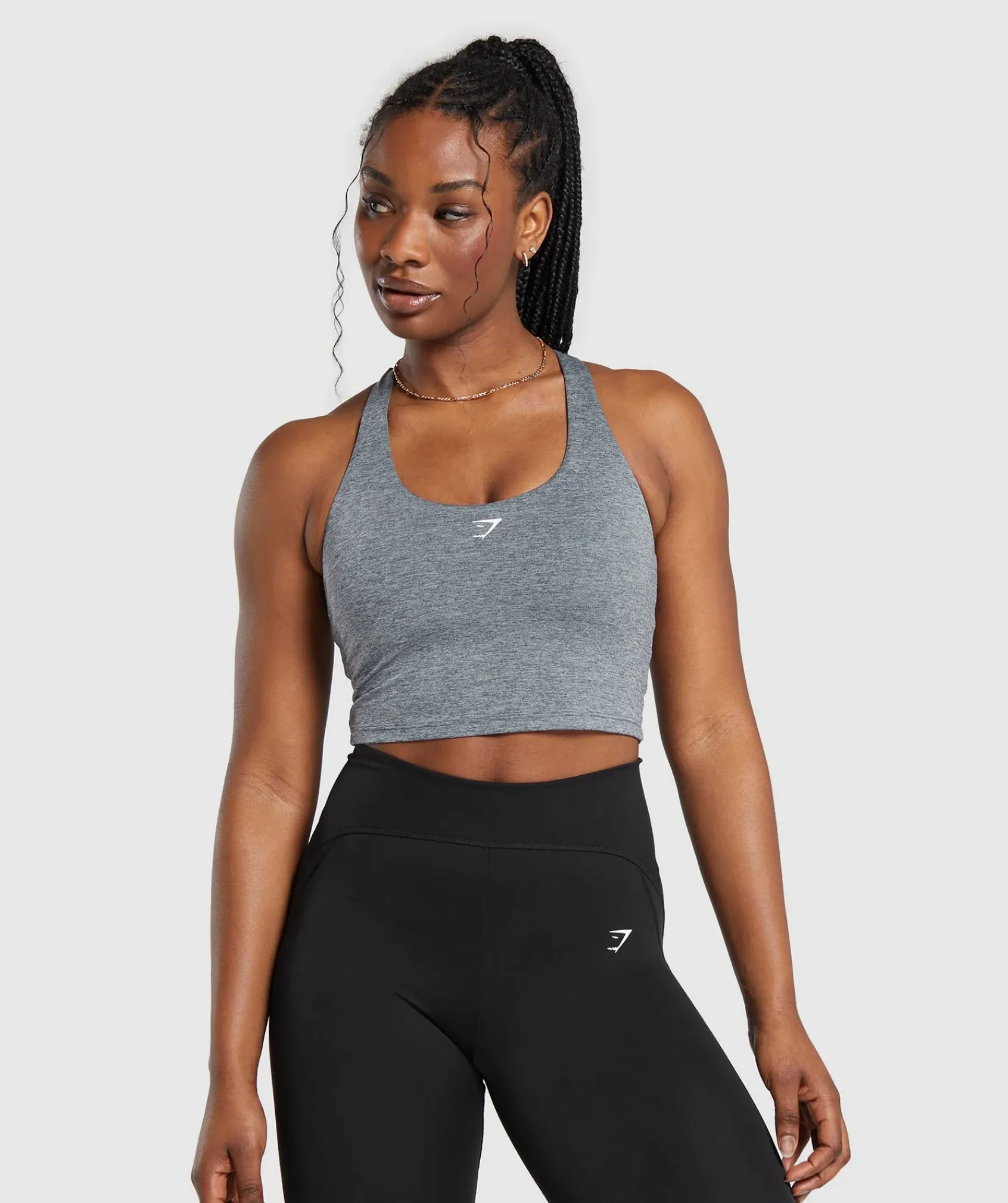 DAMES Gymshark Croptops|Tanktops*Marl Racer Crop Tank With Shelf
