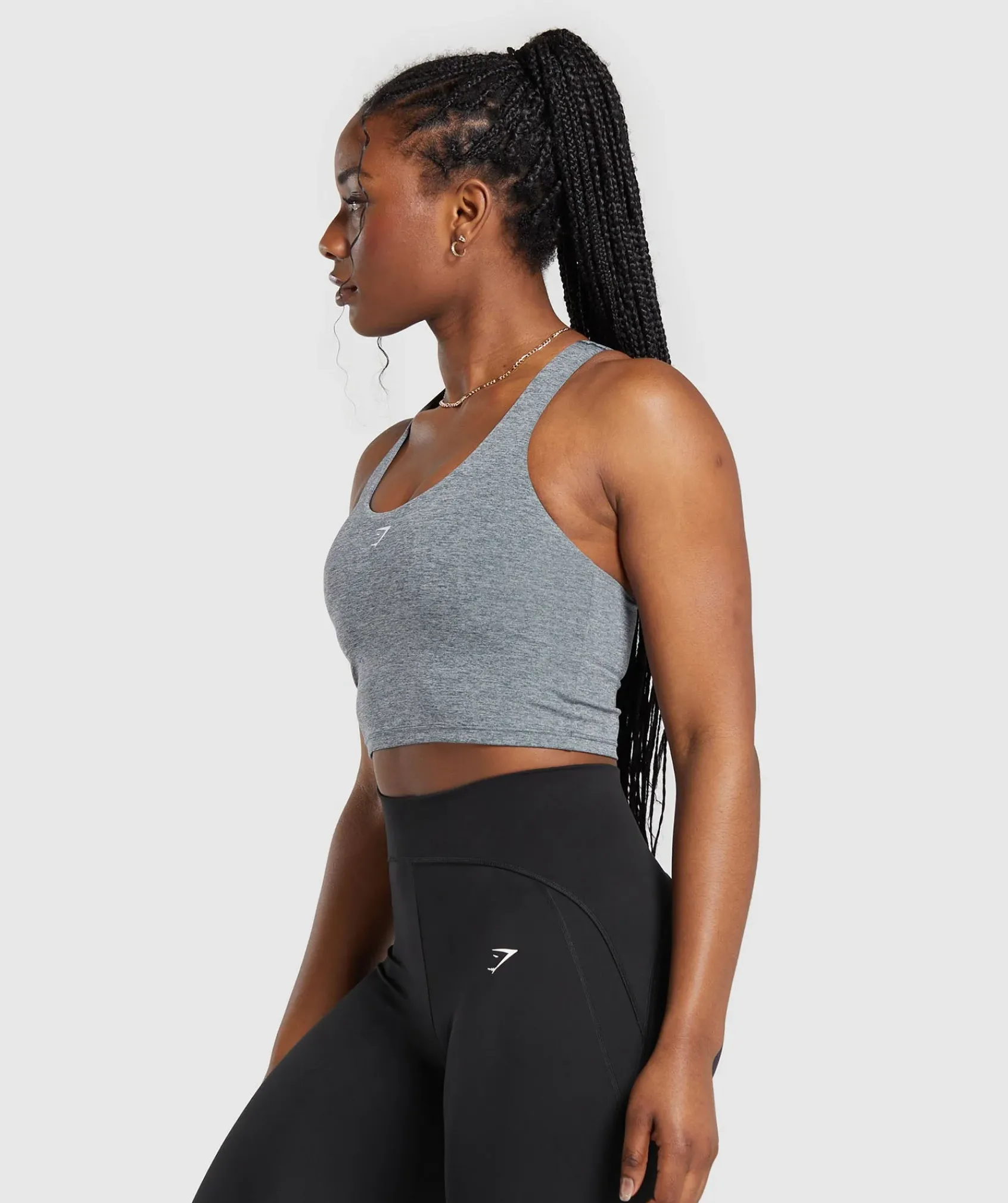 DAMES Gymshark Croptops|Tanktops*Marl Racer Crop Tank With Shelf