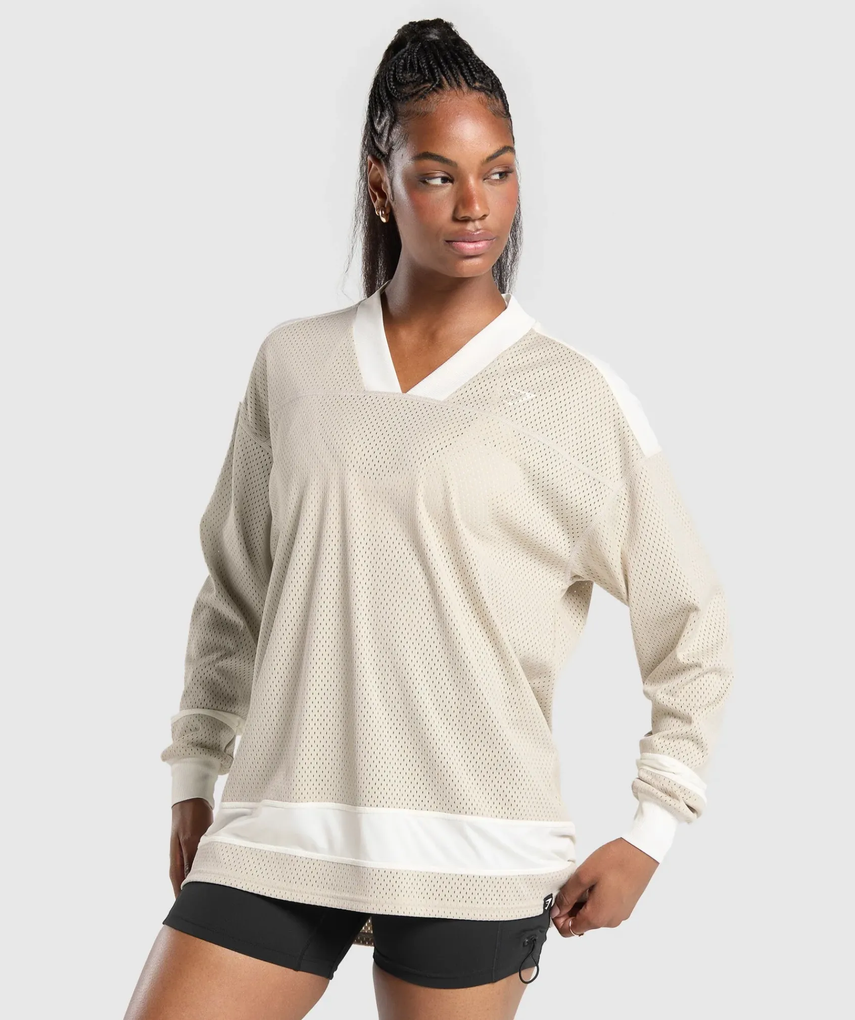 DAMES Gymshark T-shirts*Mesh Long Sleeve Varsity Top