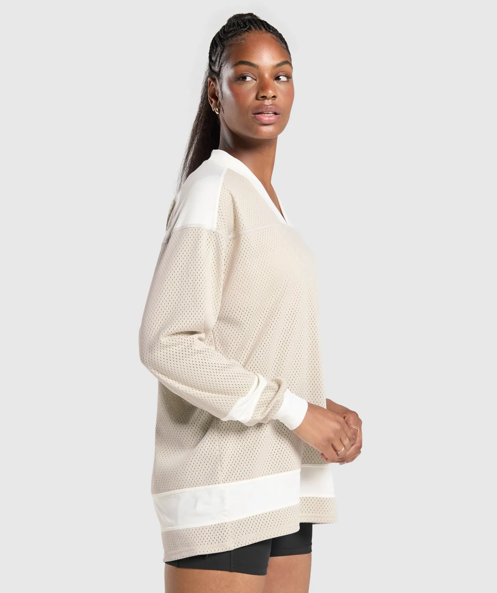 DAMES Gymshark T-shirts*Mesh Long Sleeve Varsity Top